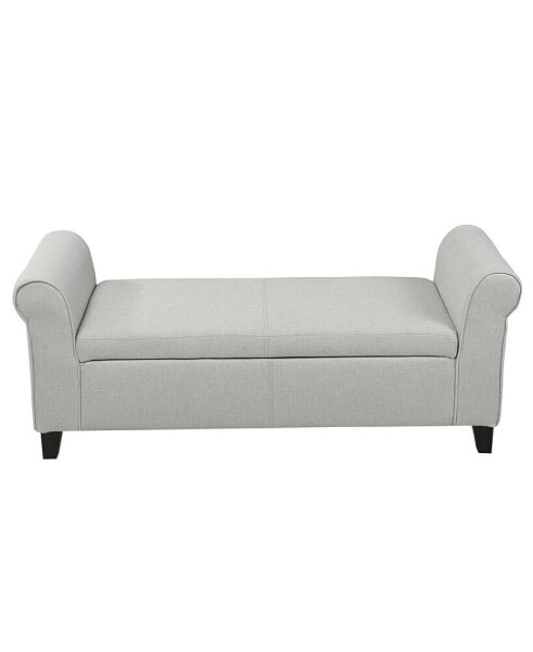 Hayes Contemporary Upholstered Storage Ottoman Bench with Rolled Arms