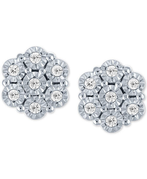 Diamond Cluster Stud Earrings (1/10 ct. t.w.) in Sterling Silver