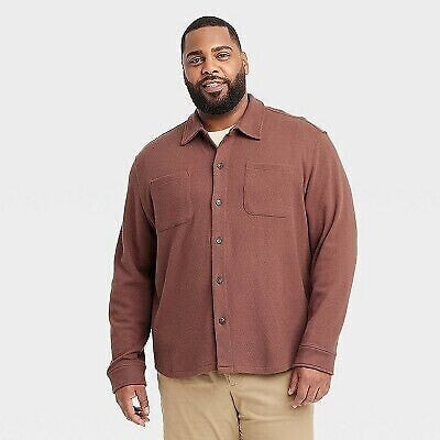 Men's Big & Tall Knit Shirt Jacket - Goodfellow & Co Red Brown XLT