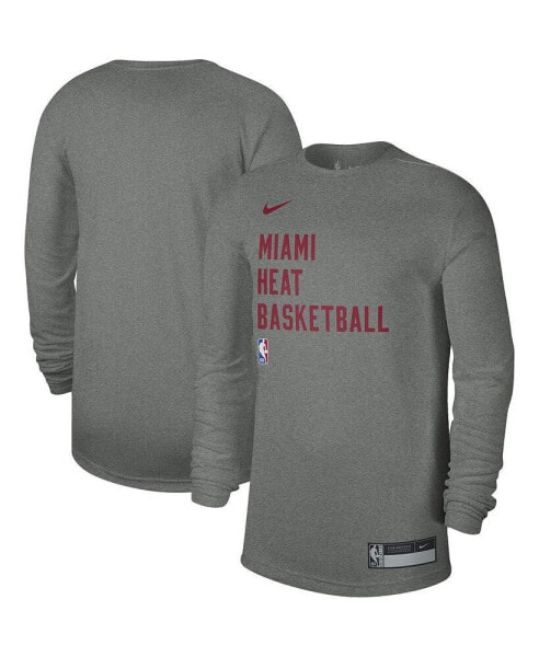 Men's and Women's Heather Gray Miami Heat 2023/24 Legend On-Court Practice Long Sleeve T-shirt