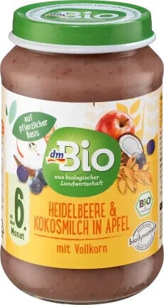 Frucht & Getreide Heidelbeere, Kokosmilch in Apfel mit Vollkorn, ab dem 6.Monat, 190 g