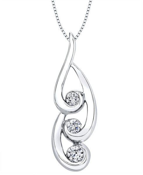 Energy Diamond Swirl Pendant Necklace (3/8 ct. t.w.) in 14k White Gold