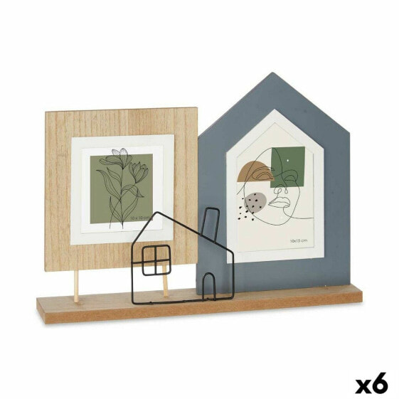 Фото рамка 2 фото дом Чёрный Коричневый Деревянный MDF (36 x 26 x 6 cm) (6 штук)
