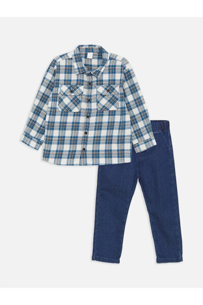 Костюм LC WAIKIKI Checkered Baby Boy Shirt & Jeans Combination.