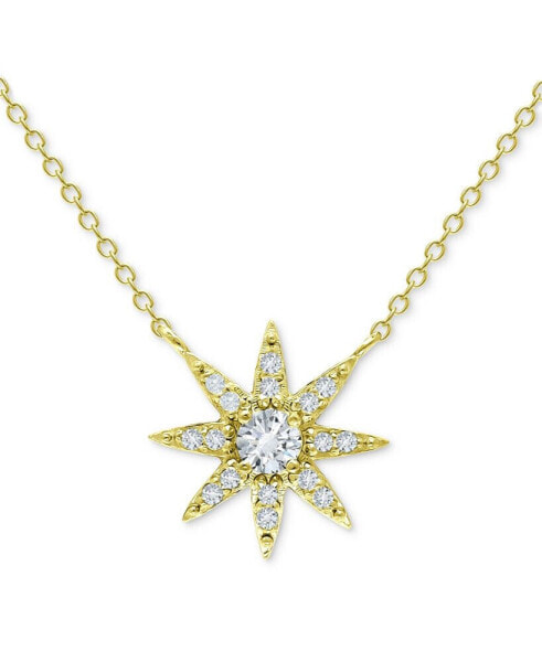 Cubic Zirconia Starburst Pendant Necklace, 16" + 2" extender, Created for Macy's