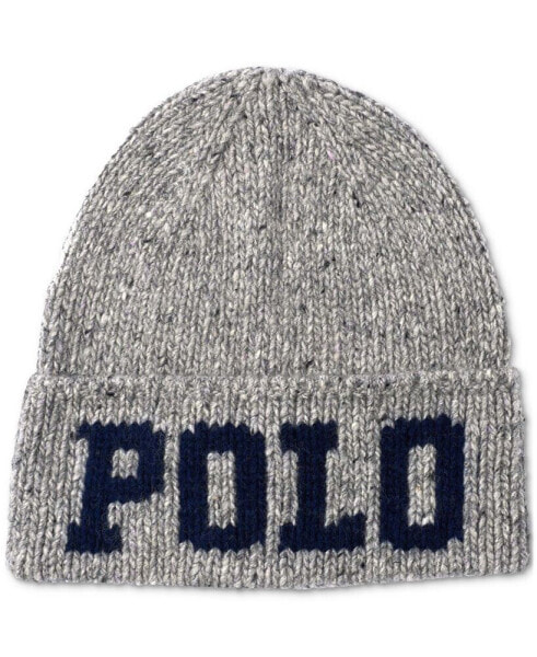 Men's Knit Tweed Polo Beanie