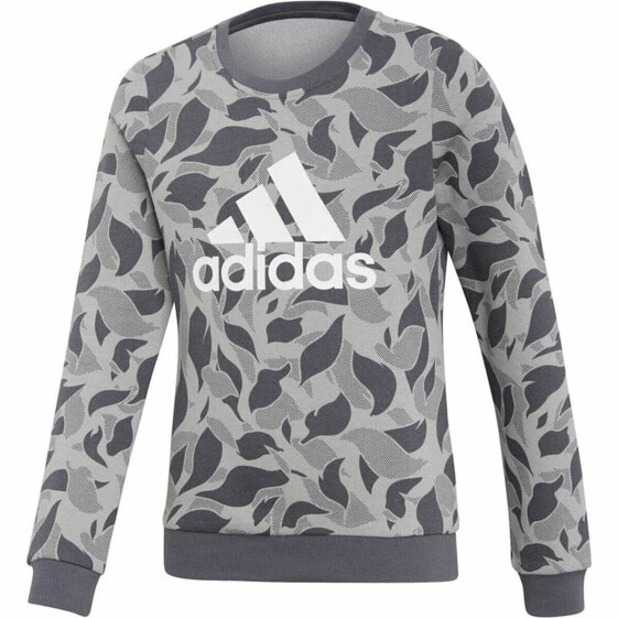 Толстовка без капюшона Adidas ID Crew серого цвета для девочек.