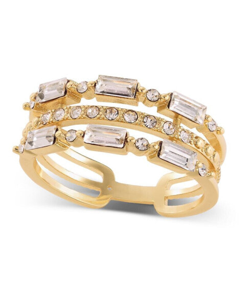 Gold-Tone Pavé & Baguette Crystal Triple-Row Ring, Created for Macy's