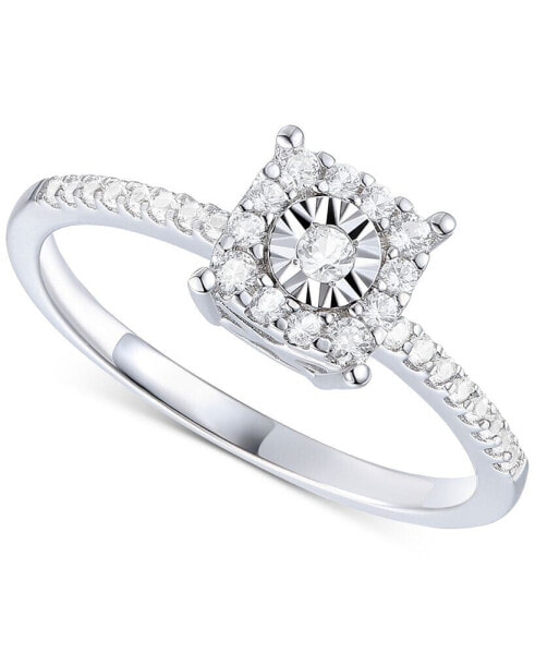 Diamond Square Halo Ring (1/4 ct. t.w.) in Sterling Silver
