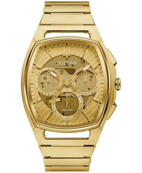 Men's Chronograph Curv Gold-Tone Stainless Steel Bracelet Watch 41.7mm