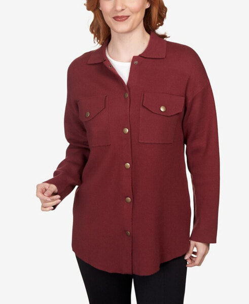 Petite Solid Shacket Shirt Jacket