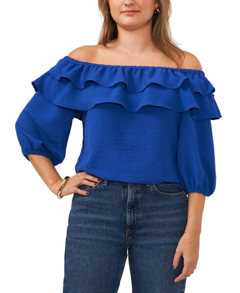 Petite Double-Ruffled Off-The-Shoulder Top