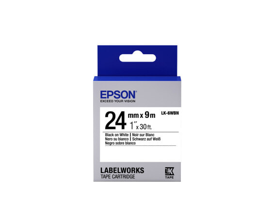 Epson Label Cartridge Standard LK-6WBN Black/White 24mm (9m) - Black on white - Japan - LabelWorks LW-1000P LabelWorks LW-600P LabelWorks LW-700 LabelWorks LW-900P - 2.4 cm - 9 m - 1 pc(s)