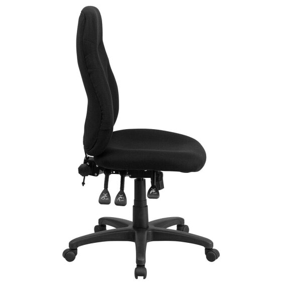 High Back Black Fabric Multifunction Ergonomic Swivel Task Chair