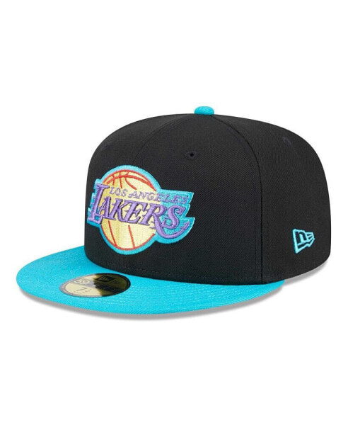 Men's Black, Turquoise Los Angeles Lakers Arcade Scheme 59FIFTY Fitted Hat
