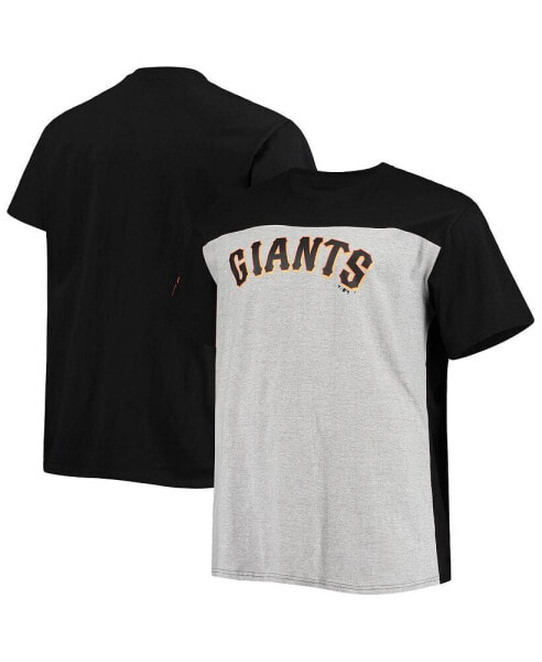 Men's Black and Heathered Gray San Francisco Giants Big and Tall Colorblock T-shirt
