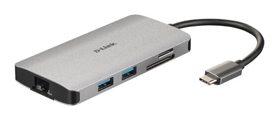 Концентратор USB D-Link DUB-M810 USB 3.2 Gen 1 Type-C Silver, поддерживает 100 W, IEEE 802.3/802.3ab/802.3u/802.3x, с поддержкой MicroSD/SD/SDHC/SDXC
