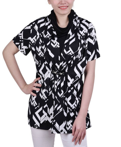 Petite Printed Adjustable Face-Covering Top