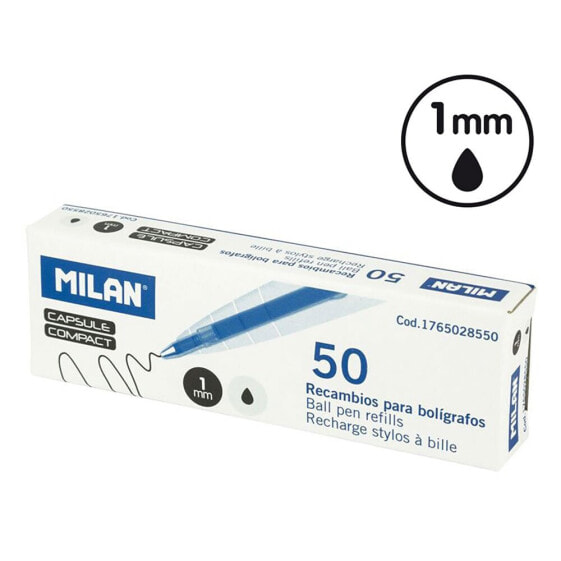 MILAN Box 50 Black Ink Refills Capsule & Compact