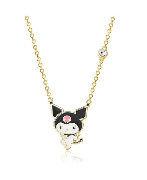 Hello Kitty sanrio Yellow Gold Plated Crystal Kuromi Necklace - 18'' Chain, Officially Licensed Authentic