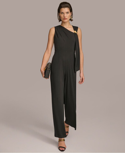 Women's Asymmetric-Neck Sleeveless Jumpsuit