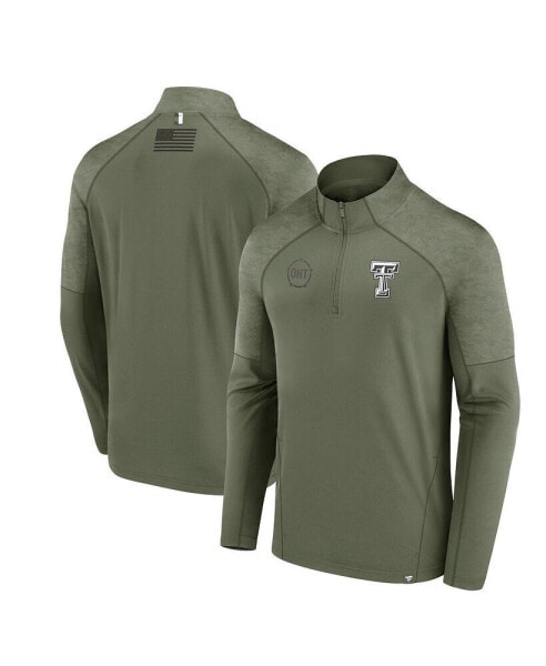 Men's Olive Texas Tech Red Raiders OHT Military-Inspired Appreciation Titan Raglan Quarter-Zip Jacket