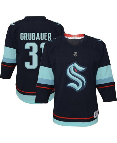 Футболка для малышей OuterStuff Philipp Grubauer Deep Sea Blue Seattle Kraken Home Replica Player Jersey