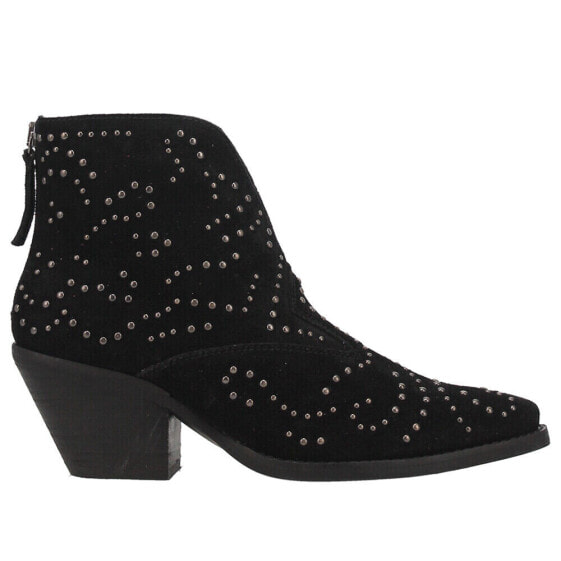 Dingo Denim N Diamonds Studded Round Toe Zippered Cowboy Booties Womens Black C