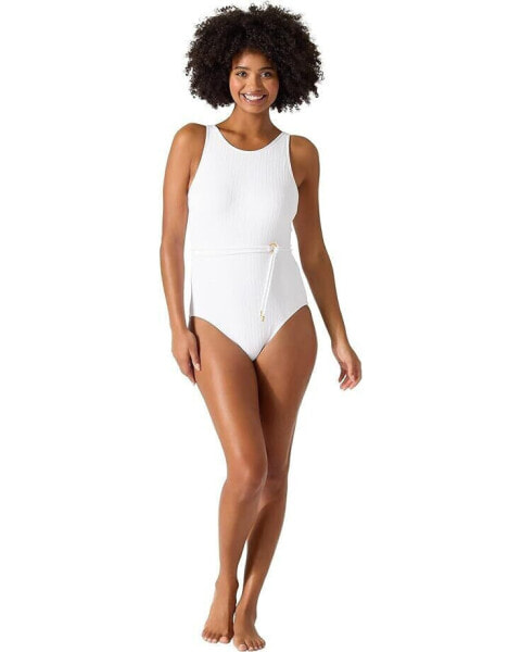 Tommy Bahama Women's Cable Beach High Neck One Piece Swimsuit White Size 6