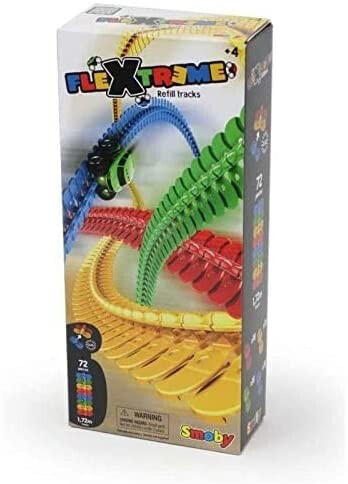 Smoby FleXtreme Car Racing Track Starter Set - 184 Rails + Racing Car, Race Track for Cars, for Children from 4 Years, Flexible Track with Drive-Over-Head Function