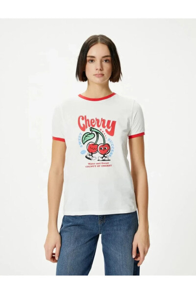 Футболка Koton Cherry Print Tee YNeck