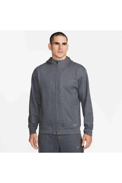 Толстовка мужская Nike Yoga Dri Fit Hoodie Fz Restore Gri Erkek Sweatshirt DQ4876-011