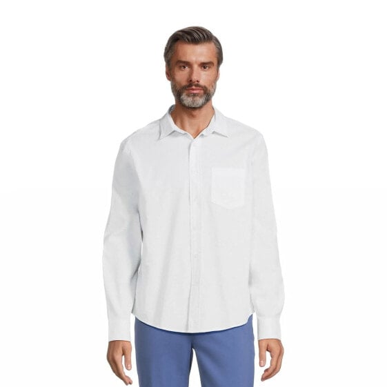 George Poplin Casual Button-Up Shirt Men's Medium White Long Sleeve Collared