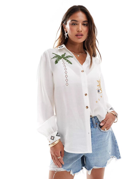 Never Fully Dressed Miley embroidered shirt in off white