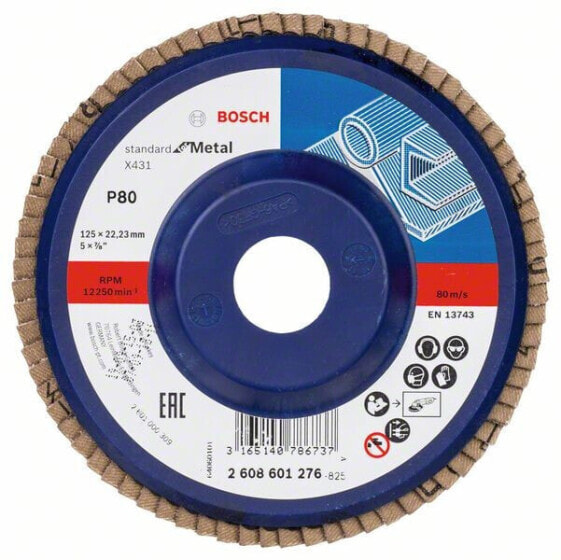 Bosch Fächerschleifscheibe X431, Standard for Metal 125 mm, 22,23 mm, 80