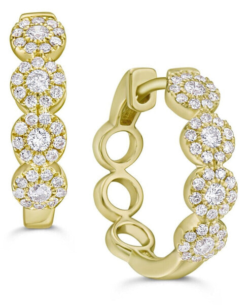 Diamond Halo Small Hoop Earrings (1/2 ct. t.w.)