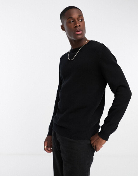 ASOS DESIGN midweight cotton jumper in black