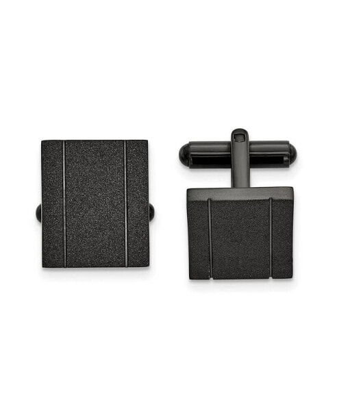 Stainless Steel Polished Black IP-plated Laser cut Cufflinks