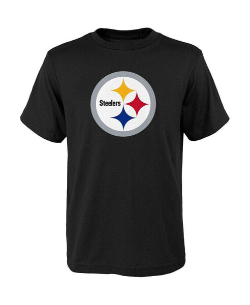 Big Boys and Girls Black Pittsburgh Steelers Primary Logo T-shirt