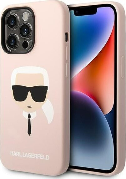 Karl Lagerfeld Etui Karl Lagerfeld do iPhone 14 Pro Max 6,7" hardcase jasnoróżowy/light pink Silicone Karl`s Head Magsafe