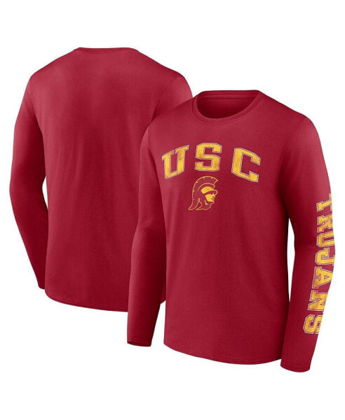 Men's Cardinal USC Trojans Distressed Arch Over Logo Long Sleeve T-shirt