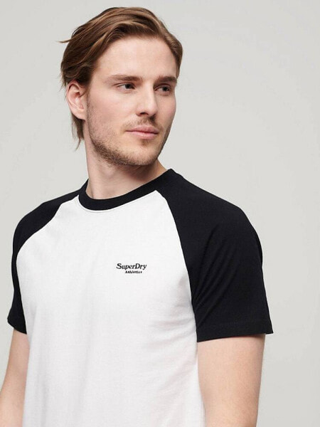 Superdry Cotton essential logo baseball t-shirt in optic/black