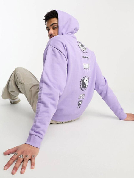 ASOS DESIGN oversized hoodie in purple with spine back print