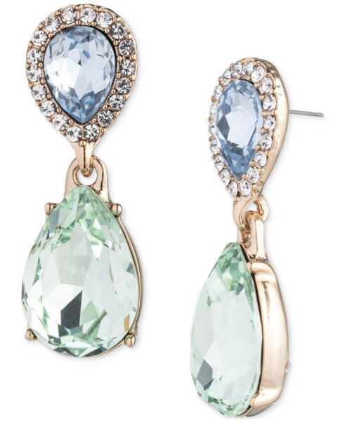 Pavé & Pear-Shape Crystal Drop Earrings