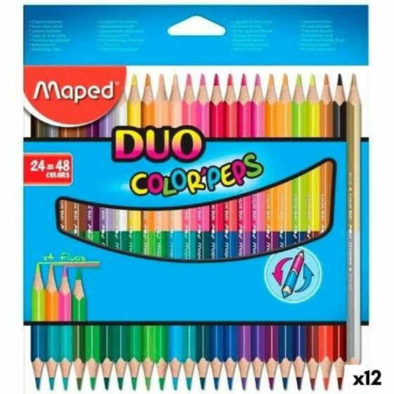 Цветные карандаши для рисования MAPED Duo Color' Peps Разноцветные 24 предмета Двусторонние (12 штук)