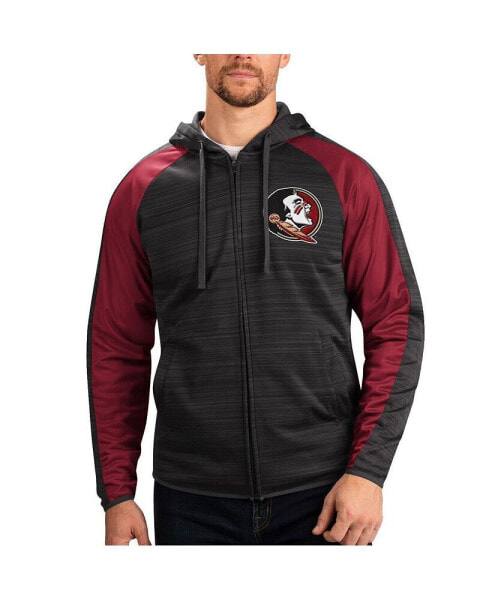 Men's Black Florida State Seminoles Neutral Zone Raglan Full-Zip Track Jacket Hoodie