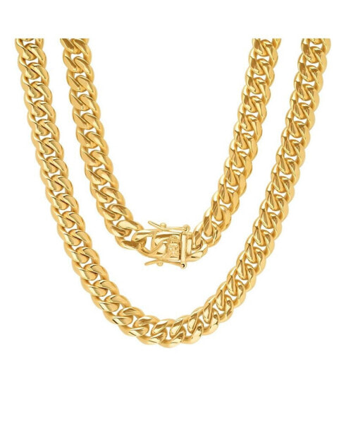 Men's 18k gold Plated Stainless Steel 24" Miami Cuban Link Chain with 10mm Box Clasp Necklaces