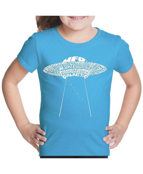 Big Girl's Word Art T-shirt - Flying Saucer UFO