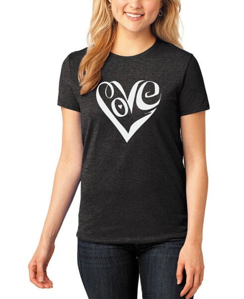 Women's Premium Blend Word Art Script Love Heart T-shirt