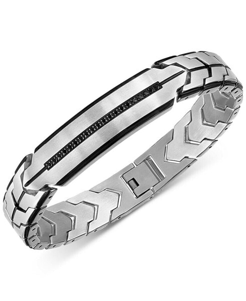 Black Diamond Chevron Link Bracelet (1/4 ct. t.w.) in Stainless Steel, Created for Macy's